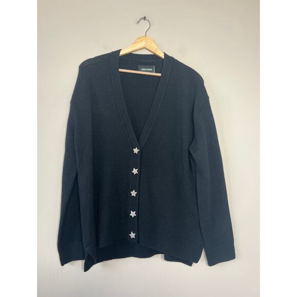 NWT Zadig & Voltaire Mirka V-Neck Cardigan Women's Noir Size: Medium - Picture 2 of 9